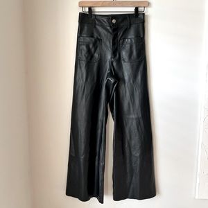 ZARA faux leather marine straight pants size 4.